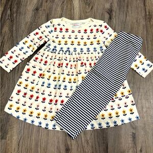 Hanna Andersson Flower dress and leggings 80